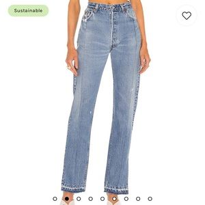 EB DENIM size 28 vintage unraveled straight leg jean medium wash